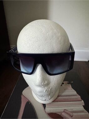 Oversized Black Rectangular Sunglasses - Gradient Lenses